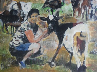 La fermière avec ses chèvres